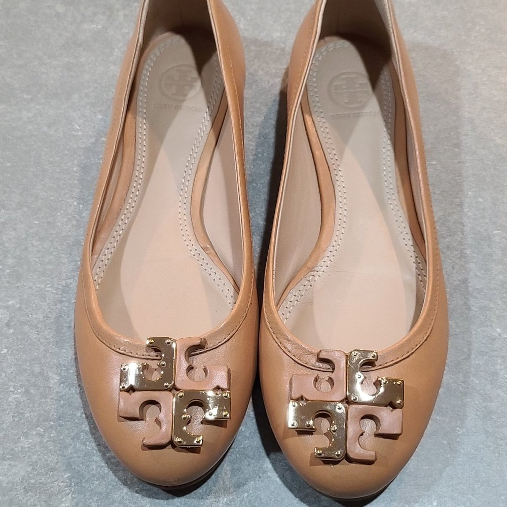 TORY BURCH BALLET Flats Tan and Gold Size 7